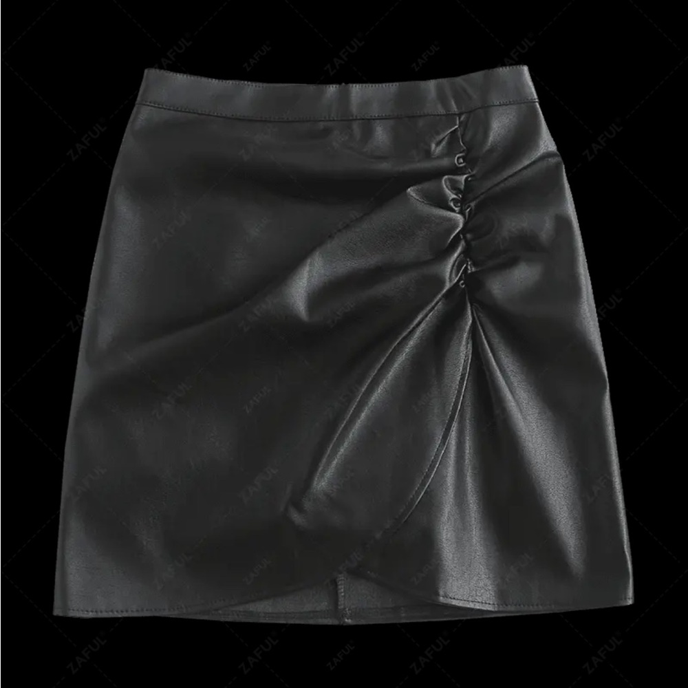 Black Faux Leather Mini Skirt